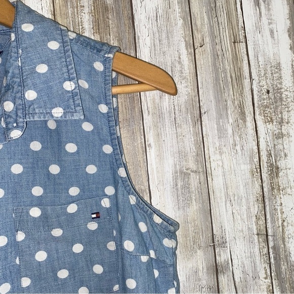 Tommy Hilfiger Denim Polka Dot Sleeveless Button Down - Picture 2 of 5
